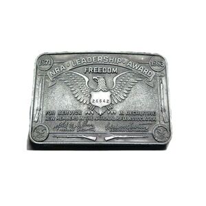 NRA National Rifle Association Leadership Award Firearms Vintage Belt Buckle